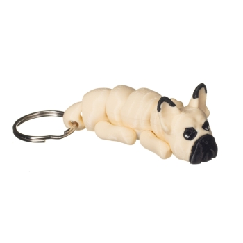 Buldog francuski kremowy brelok do kluczy – druk 3D, pies 6,5 cm